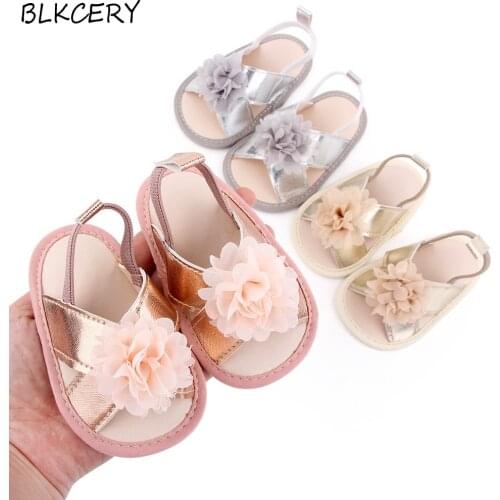 New Fashion Brand Newborn Baby Shoes for Girl Toddler Summer Flowers Shoe Infant Footwear Princess Flats 1 Year Elastic Sandalet