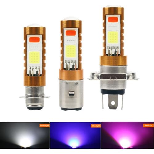 H4 Motorcycle Headlight LED Bulbs Canbus No Error Hi/Lo Beam Front Light P15D BA20D COB Fog Lamp 80W White Red Blue 9-80V