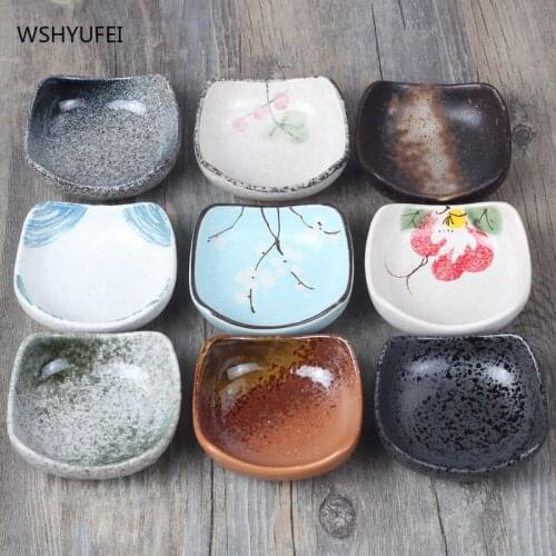 Square ceramic seasoning dish smooth and delicate Japanese dipping sauce retro creative snack snack seasoning soy sauce dish