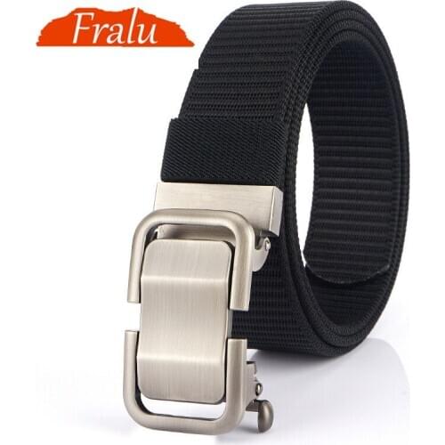 FRALU new Casual Belt Mens Fashion Automatic Buckle Canvas Belt High Quality Youth Student Trendy Wild Nylon Belt