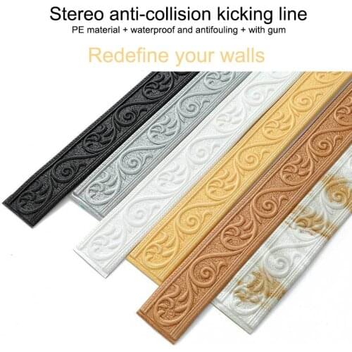 3D Self-adhesive Waterproof Border Wall Sticker Top Corner Line Wall Edge Strip Wall Sticker Tiles Wallpaper Border Home Decor