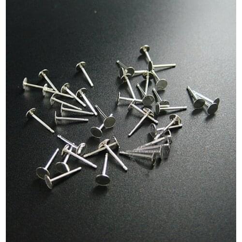 4MM 925 solid sterling silver round base solid silver round earrings stud DIY jewelry supplies 1702073
