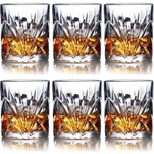 Whiskey Glasses Premium Lead Free Whiskey Glass Rock Style Old Fashioned Glass For Drinking Scotch, Bourbon Set of 6-10oz