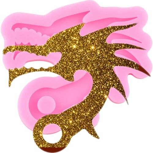 Super Glossy Dragon Head Decoration Keychain Silicone Mold Jewelry Making Necklace Moulds DIY Handmade Charms Mould