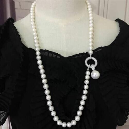 Gorgeous 9-12mm south sea round white pearl necklace 24inch 925s