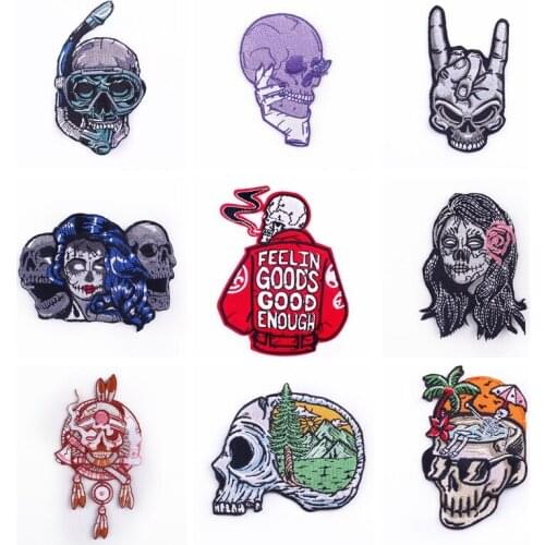 DIY Punk Rock Cloth Sticker Embroidered Patch Iron On Patches For Clothing Diy Skull Patches Badge Stickers For Shirts With Iron