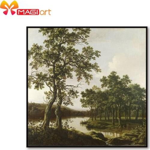 Cross stitch kits Embroidery needlework sets 11CT water soluble canvas patterns 14CT Modern style Woods landscape -NCMF296