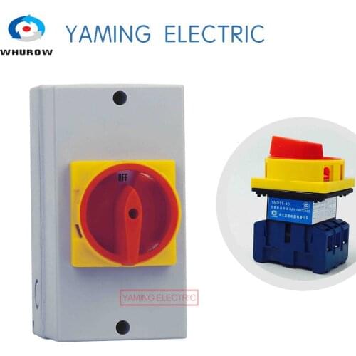 YMD11-40D Isolating Switch Load Break Manual Padlock ON-OFF 3P 40A High Voltage High Quality With IP65 Protect Box