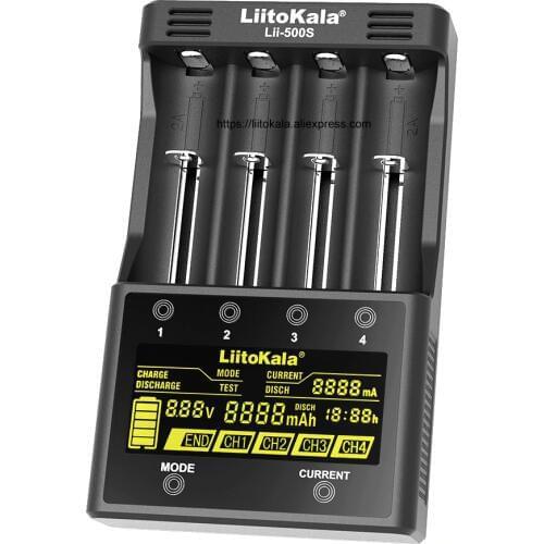 LiitoKala Lii-500S battery charger 18650 battery charger for 18650 26650 21700 batteries AA AAA tests capacity Touch control