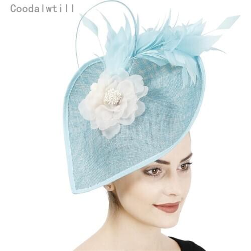 Women vintage party dinner formal fedorap cap flower wedding fascinator ladies hat headband headpiece fancy feathers headwear