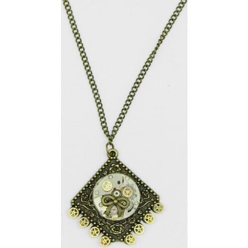 Vintage Bronze Steampunk Watch Movement Pendant Retro Gears Necklace Handmade Jewelry For Men & Women