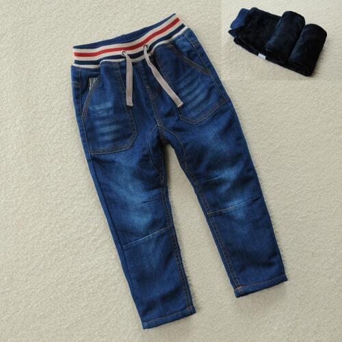 Winter Thick Boys Pants For New Fashion High quality Boys 2-10Y Pants Kids Trousers Girls Baby Children Solid blue Jeans