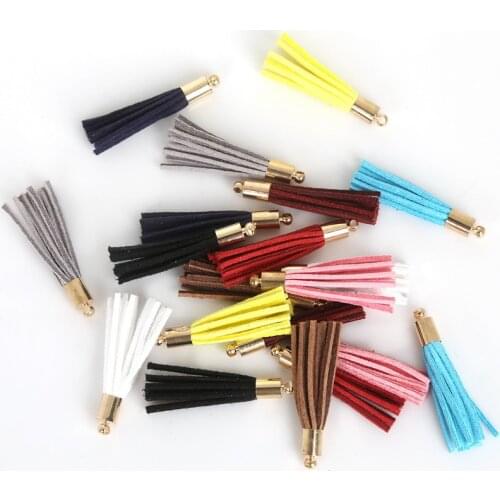 10pcs/lot 35mm Multi Colors Suede Tassel Charm Pendant Key Chain for Earring Finding Cellphone Straps Clothing DIY Craft Making
