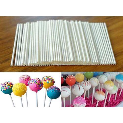 100 pcs Pop Sucker Sticks Chocolate Cake Lollipop Lolly Candy Making Mould White