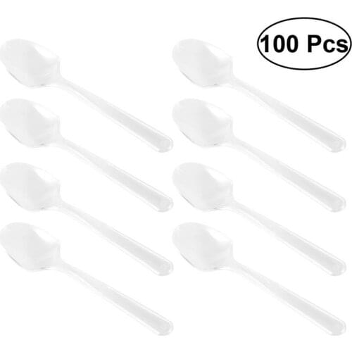 100 PCS Mini Transparent Plastic Spoons Disposable Flatware Spoons For Jelly Ice Cream Dessert Appetizer Disposable Spoon