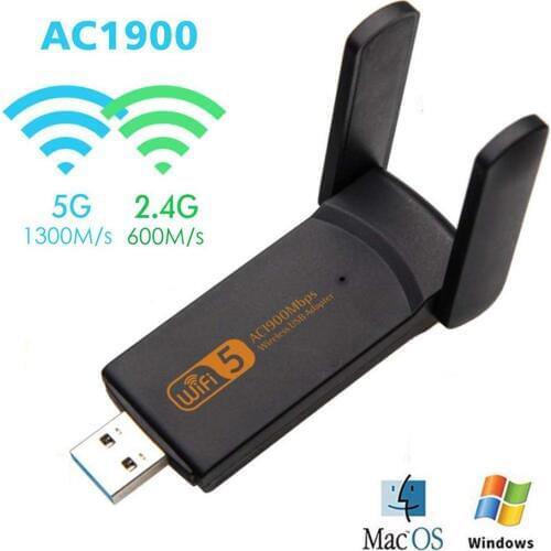 1900Mbps USB 3.0 WiFi Adapter Dual Band Network Lan Card 2.4/ 5G Wireless for Desktop Laptop Windows10/8.1/Vista/XP Mac OS X