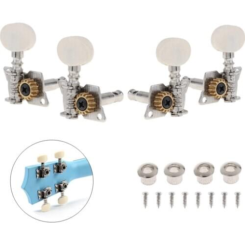4pcs Ukulele White Tuning Pegs 2R+2L Steel Machine Heads Tuners for 21 / 23 / 26 Inch Ukulele Accessories