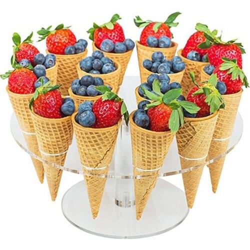 8/16 Hole Ice Cream Display Stand Acrylic Cones Holder Baby Shower Kids Birthday Party Supplies Wedding Table Decoration 2 Layer