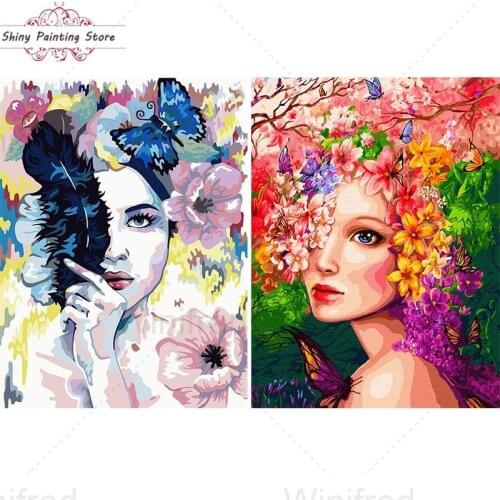 5D DIY Abstract Flower Girl Diamond Painting Cross Stitch Kit Mosaic Woman Portrait Diamond Embroidery Rhinestones Handmade Gift