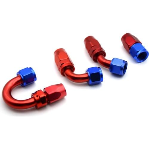 AN8 Aluminum Swivel PTFE Hose End Fitting Straight 45 90 180 Degree For Oil Fuel Line