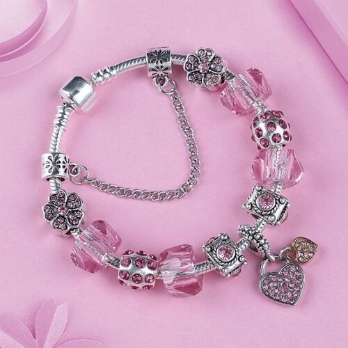 Irregular ink Crystal Diy Bead Bracelet Jewelry Gift Flower Heart Charm Bracelets & Bangles for Women ulseira Feminina