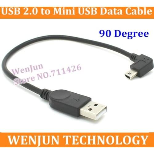 Free Shipping Elbow 90 Degree USB to Mini USB Cable High quality USB 2.0 to MINI USB Data cable 20CM