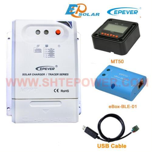 Free Shipping regulator,Tracer2210CN 20A 20amps Solar Battery Charger work ble eBOX USb cable MT50 remote Meter 24V Battery