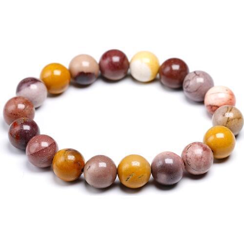 6-10mm Natural Moukaite Jasper Smooth Gem Stone Beads Bracelet for Women Men Energy Meditation Jewelry Gift