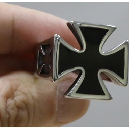 CFBulongs 316L Stainless Steel Cross Ring Stylish And Fashion Simple Jewelry For Punk Rock Motorcycle Riders