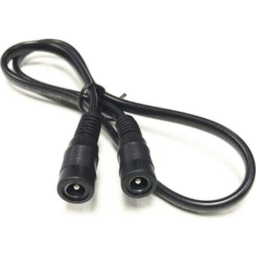 DC5.5*2.1mm Female to Female Round Surveillance Cameras Monitor Cord Power Line 0.5m