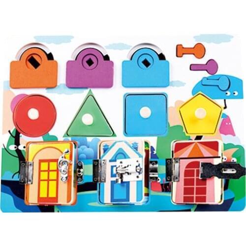 Wooden Montessori Busy Boards Latch Toy Toddler Develop Fine Motor Skills Latch Toy Kids Educational Learning Latches Board