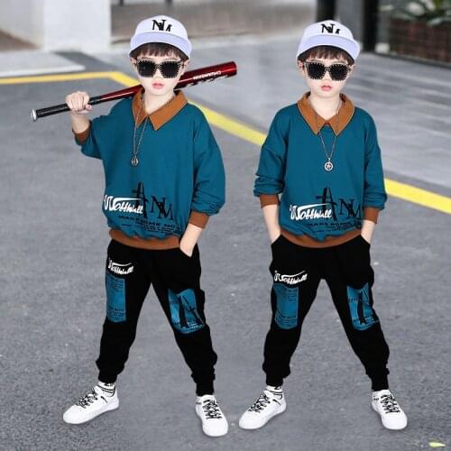 2021 teenager Boys Clothes Childrens Autumn Boys Sport Hoodie+pants Two-piece Set 8 9 10 12 13 14 Years Cotton Kids Clothes