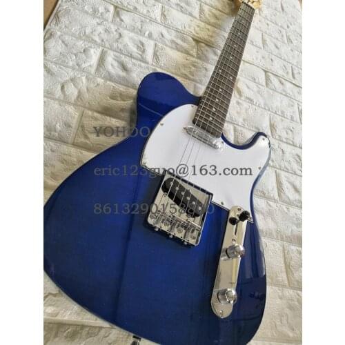 Factory custom Dark Blue telr guitar Chrome Hardwares White Pickguard customized!PayPal available!T-4