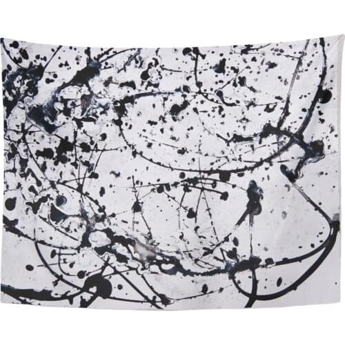 Tapestry Colorful Pollock Abstract Expressionism Pattern Style of Drip Painting Black and White Paint Orange Tapestries Wall