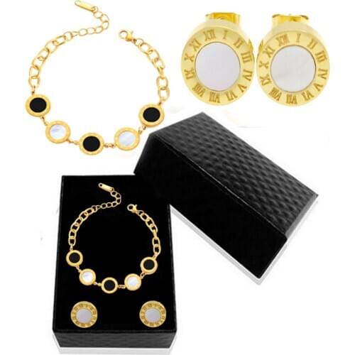 316l Stainless Bracelet Earring Jewelry Set Roman Numeral Shell Jewelry Set Party Gift Love Jewelry Set Not Fade