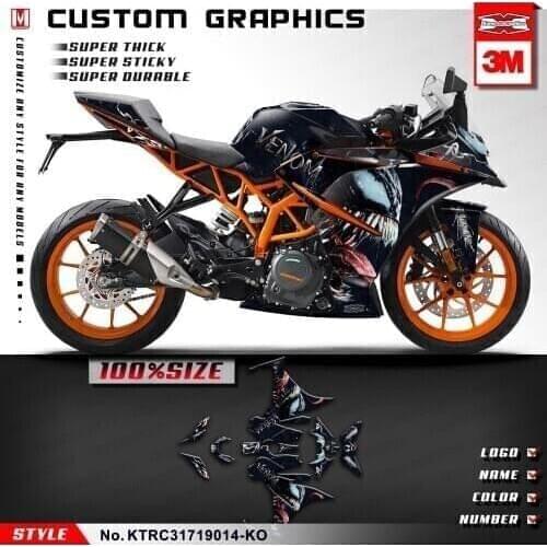KUNGFU GRAPHICS Custom Sticker Kit Full Vinyl Wrap Waterproof Decal for RC 250 390 RC250 RC390 2017 2018 2019 2020 2021 Venom
