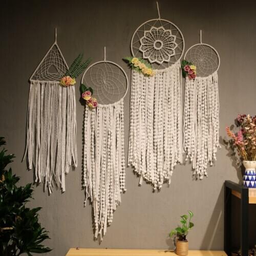 Creative New Handmade Woven Rose Dream Catcher Romantic Wedding Decoration pearl cotton tassel pendant Wall Hanging Decoration