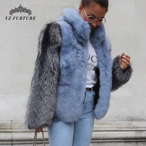 YZ Furture Women Warm Real Fox Fur Coat Short Slim Winter Genuine Fur Jacket Outwear Luxury Natural Fox Fur Coat For Girls