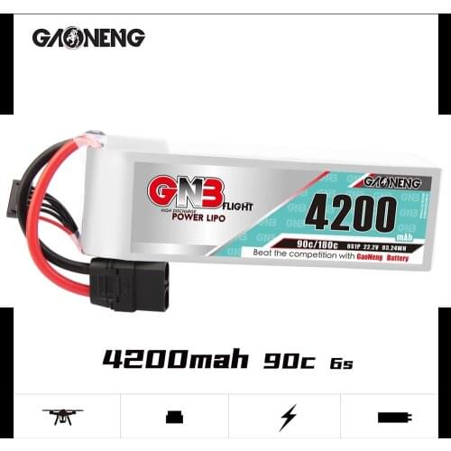 Gaoneng GNB 6S 4200mAh 6S1P 22.2V 90C/180C Lipo Battery with XT60 XT90 T Plug for FPV Drone RC Helicopter Car Boat RC Parts