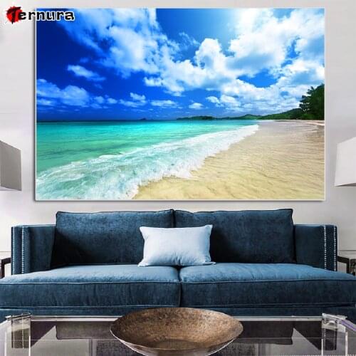 5D Diy Diamond Painting set Blue sky seascape Cross stitch Kits Diamond Mosaic Embroidery 3d Painting round drill Decor gift