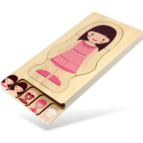 2020 New Montessori Wooden Boys Girls Body Structure Puzzle Cognitive Human Body Teaching Aids Educational Toys for Children