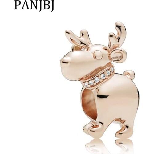New Original Alloy Bead Rose Happy Reindeer Charm Fit Pandora Bracelet Bangle Necklace DIY Women Jewelry
