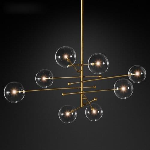 Post Modern Creative retro chandelier Retro Magic Bean glass ball chandelier Living Room Bedroom Hanging Nordic rh lighting