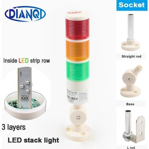 Industrial Signal Tower Safety Stack Alarm Light lamp LED Red Green Yellow Lamp LED plastic 3 layers with base 12-24V 110-220VAC