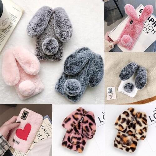 Bunny Fur Case for LG V40 V30 V30S V20 V10 V60 V50 Shockproof Case LG G7 ThinQ G8 G8S G8X G6 G5 Q6 Q7 Q8 Cover Fundas