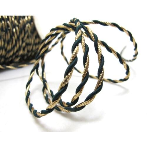CLEARANCE|5 Yards 3mm Green and Gold Rope String|Cord|Rope|Decorative Rope Cord|Handle Cord|Craft Supplies