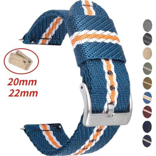 Quick Release 20 22mm Nylon Strap for Samsung Galaxy Watch 4/4 Classic Watch 3 Band for Huawei Watch GT2 Sport Watch Replacement