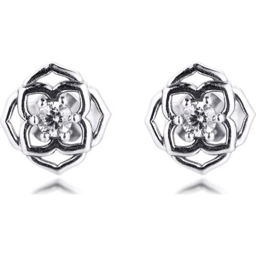 Timeless Rose Petals 100% Real 925 Sterling Silver 2021 Aesthetic Friends Free Shipping Wholesale Small Earrings for Women