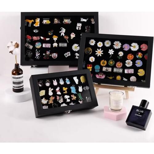 Badge Storage Box Transparent Dust-proof Medal Jewelry Box Large Capacity Brooch Wall Display Frame Pin Gift Box Collection