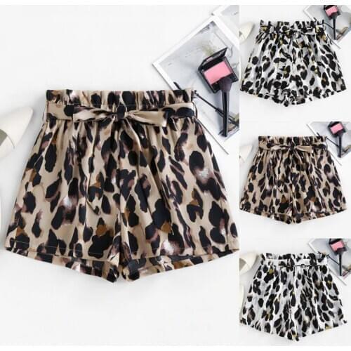 Bow Leopard Print Adjustable Booty Shorts Loose Hot pole dance shorts Beach Summer Beach Mini Vintage Women 2020